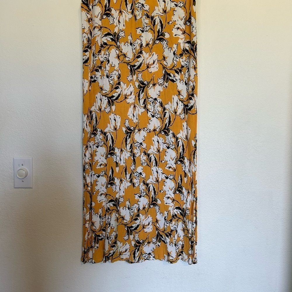ICHI Women's yellow, white and black crêpe pull on stretch skirt